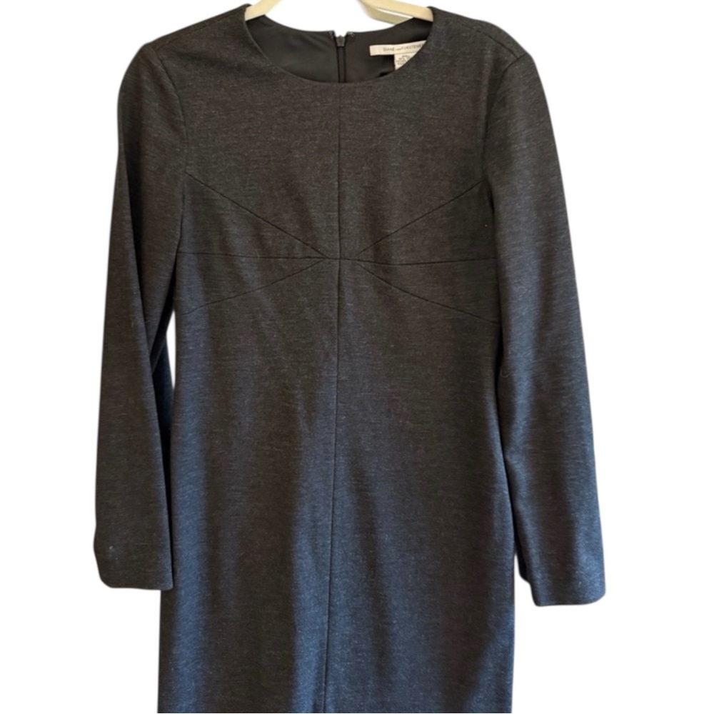 DVF Diane Von Furstenberg Gray Wool Blend Star Seam Sheath Dress Size 8